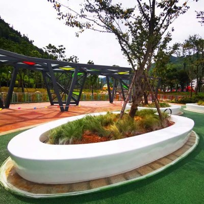 玻璃钢围树景观园林GRC树池坐凳