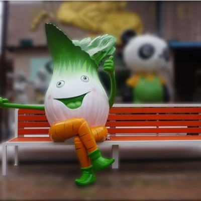 不锈钢白菜雕塑座椅