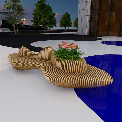 木质美陈切片坐凳异形景观园林休闲椅