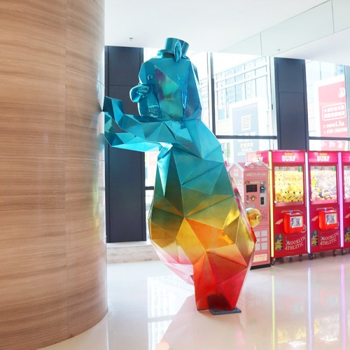 彩虹熊造型玻璃钢雕塑切面商场雕塑