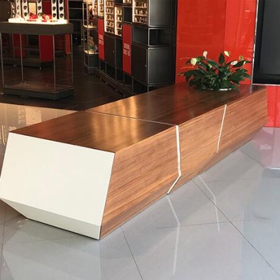 玻璃钢木面拼接长条坐凳