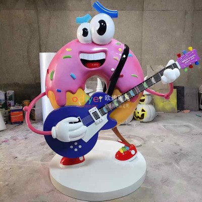 玻璃钢甜甜圈雕塑音乐小提琴改造型摆件