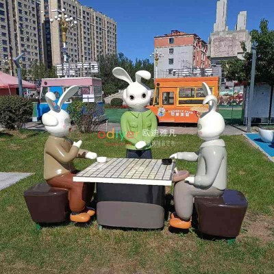 玻璃钢兔子雕塑户外动物艺术造型摆件