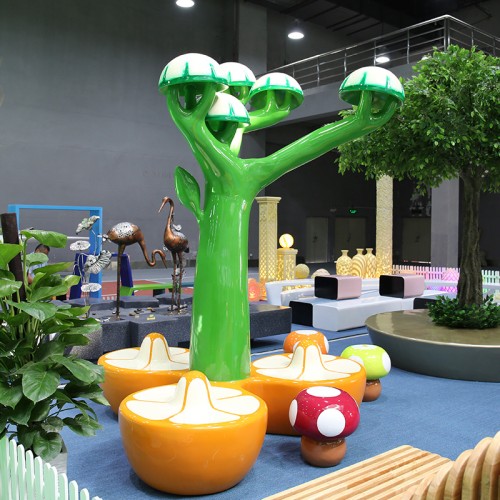 玻璃钢幼儿园蘑菇树造型卡通坐凳