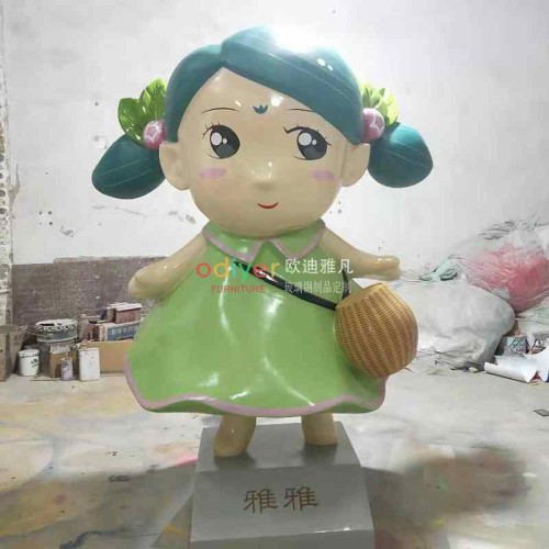 玻璃钢卡通小女孩雕塑人物造型公仔摆件 玻璃钢卡通小女孩雕塑人物造型公仔摆件