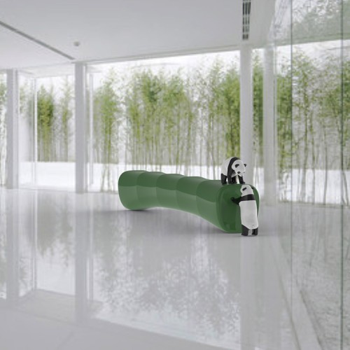 玻璃钢竹子与熊猫组合创意景观坐凳 玻璃钢竹子与熊猫组合创意景观坐凳