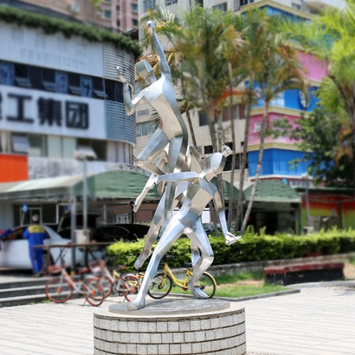 运动员不锈钢雕塑广场户外景观摆件