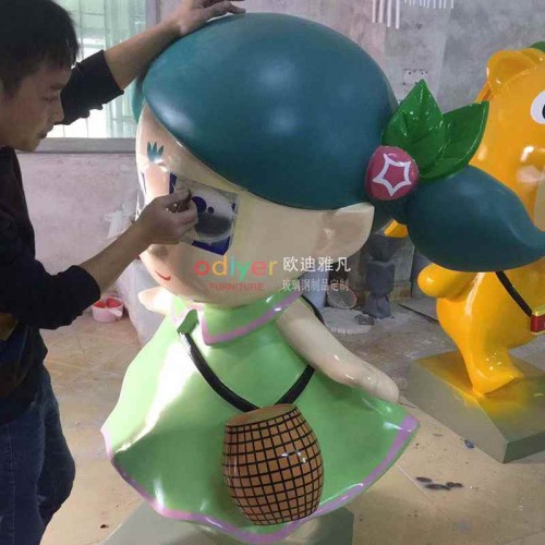 玻璃钢卡通小女孩雕塑人物造型公仔摆件 玻璃钢卡通小女孩雕塑人物造型公仔摆件