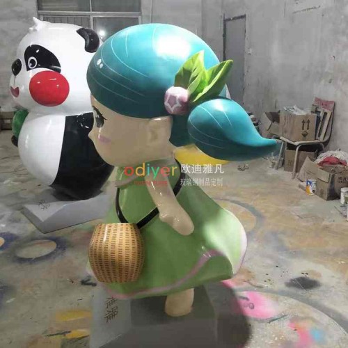 玻璃钢卡通小女孩雕塑人物造型公仔摆件 玻璃钢卡通小女孩雕塑人物造型公仔摆件