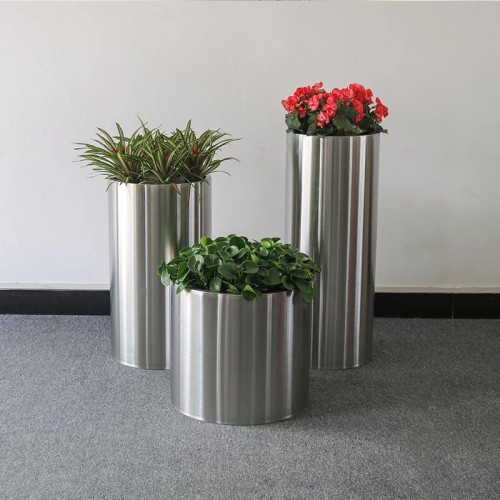 不锈钢圆柱花盆 不锈钢圆柱花盆
