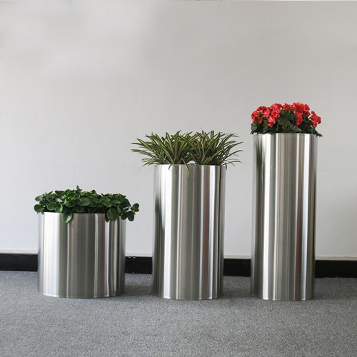 不锈钢圆柱花盆 不锈钢圆柱花盆