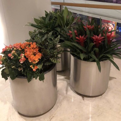 不锈钢大型圆柱花盆