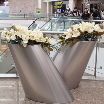 不锈钢倾斜花盆