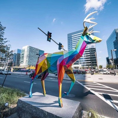 动物玻璃钢雕塑不锈钢鹿摆件定制
