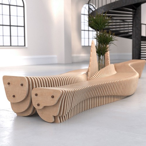 切片木质坐凳商场艺术异形创意座椅