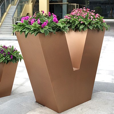 V型不锈钢户外花盆