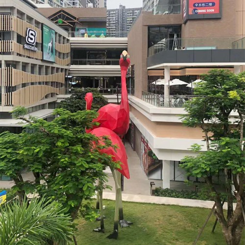 大型火烈鸟玻璃钢雕塑广场动物景观城市雕塑