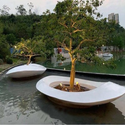 玻璃钢GRC大型花盆艺术景观异形树池花坛
