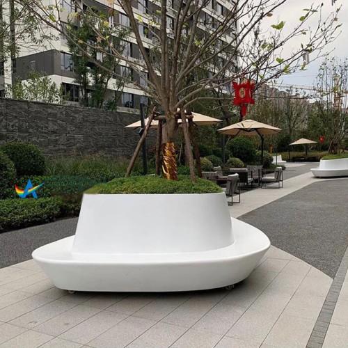 玻璃钢异形花坛景观休闲GRC树池坐凳 玻璃钢异形花坛景观休闲GRC树池坐凳