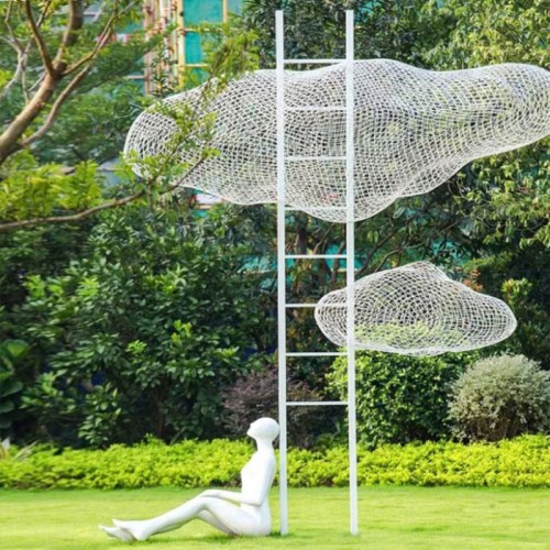 人物玻璃钢雕塑金属云朵景观学校广场雕塑