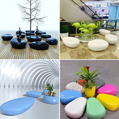 玻璃钢鹅卵石户外景观坐凳