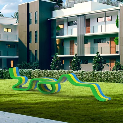 玻璃钢飘带长条坐凳户外异形座椅