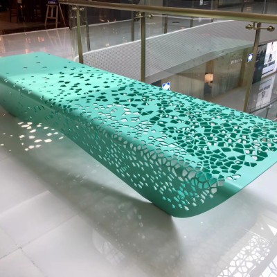 不锈钢镂空座椅长条异形美陈景观坐凳