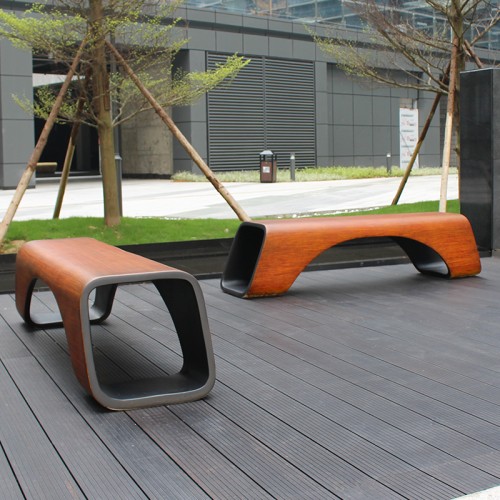 玻璃钢木纹长条坐凳