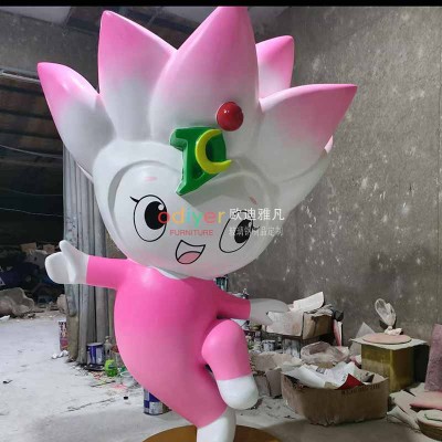 玻璃钢卡通桃子雕塑艺术造型水果公仔摆件