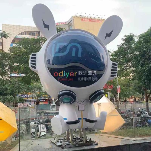 玻璃钢兔子机器人雕塑艺术造型景观摆件 玻璃钢兔子机器人雕塑艺术造型景观摆件