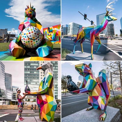 动物玻璃钢雕塑不锈钢鹿摆件定制