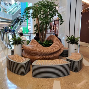 木质切片圆形花坛坐凳异形创意休闲坐凳组合