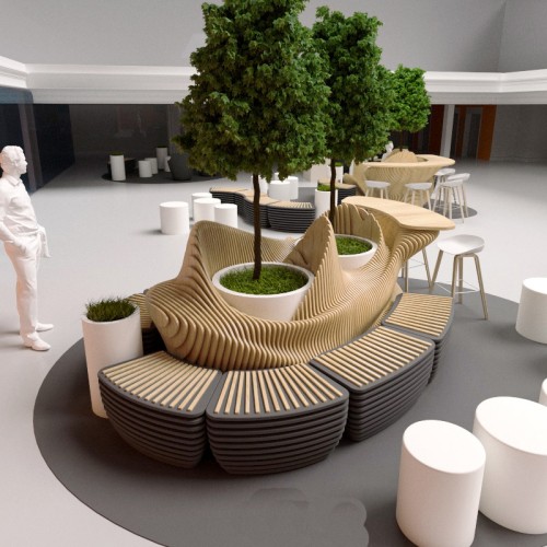 木质切片圆形花坛坐凳异形创意休闲坐凳组合