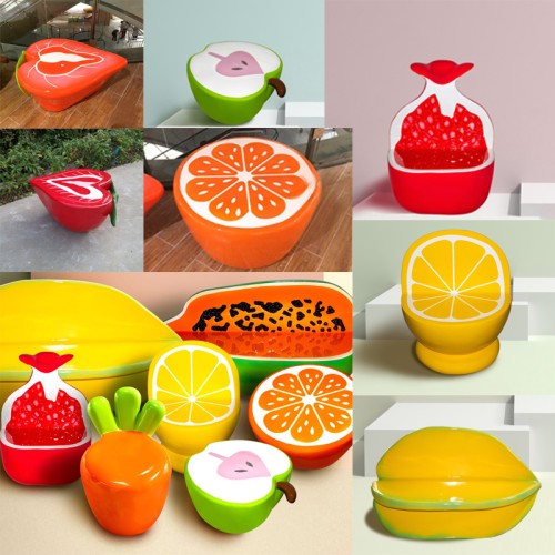 玻璃钢水果坐凳橙橘子造型茶几座椅