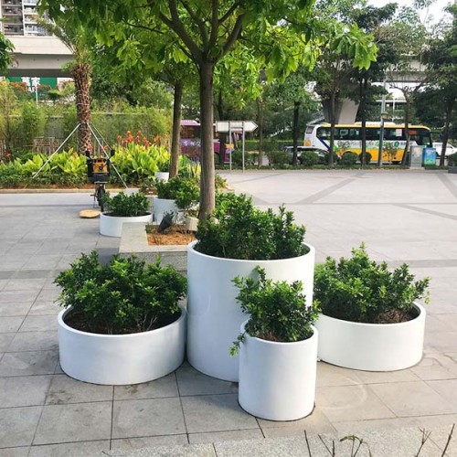 玻璃钢圆柱形花盆组合户外种植景观花箱 玻璃钢圆柱形花盆组合户外种植景观花箱