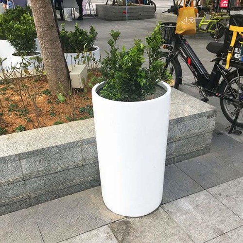 玻璃钢圆柱形花盆组合户外种植景观花箱 玻璃钢圆柱形花盆组合户外种植景观花箱