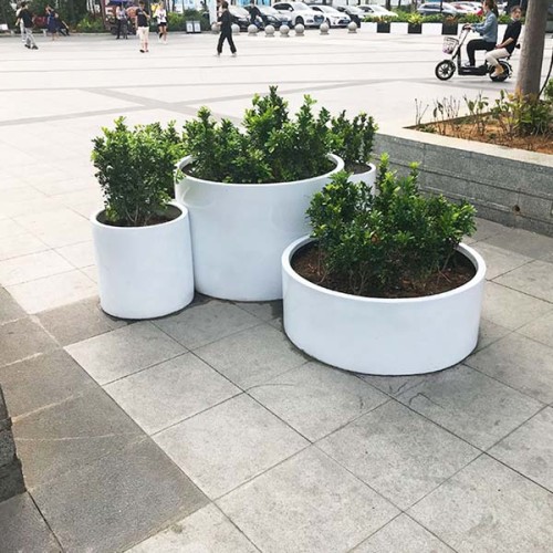 玻璃钢圆柱形花盆组合户外种植景观花箱 玻璃钢圆柱形花盆组合户外种植景观花箱