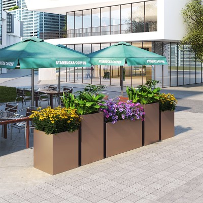 不锈钢商业街花箱市政景观金属花盆