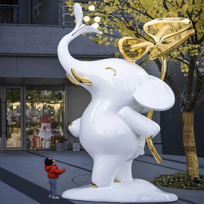 玻璃钢大象雕塑艺术景观动物摆件美陈小品