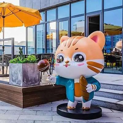 玻璃钢卡通雕塑猫咪动物造型艺术摆件 玻璃钢卡通雕塑猫咪动物造型艺术摆件