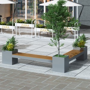 户外不锈钢坐凳种植花箱组合景观休闲凳子