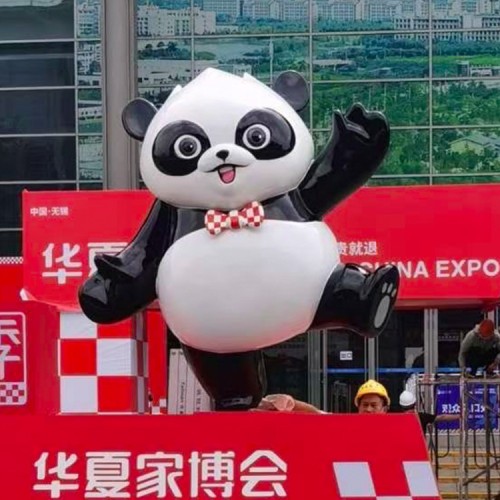 玻璃钢卡通大熊猫雕塑户外景观动物小品摆件