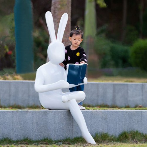玻璃钢兔子动物雕塑气球景观小品摆件