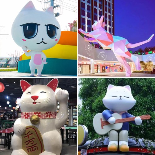 玻璃钢猫咪雕塑动物造型卡通宠物摆件