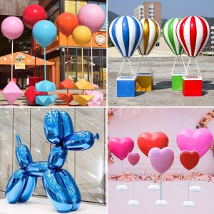 玻璃钢气球热气球雕塑不锈钢气球狗艺术摆件