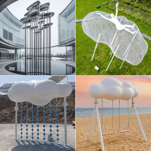 玻璃钢云朵雕塑不锈钢艺术景观云朵摆件 玻璃钢云朵雕塑不锈钢艺术景观云朵摆件