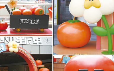 四川南充市万达广场玻璃钢雕塑门头美陈定制案例 四川南充市万达广场玻璃钢雕塑门头美陈定制案例