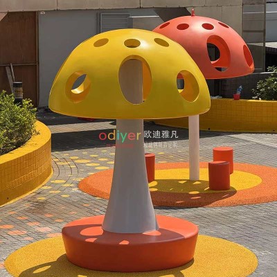 玻璃钢蘑菇造型坐凳艺术景观雕塑