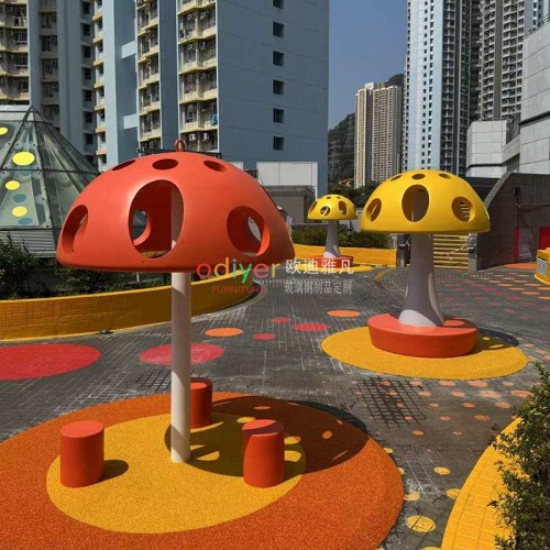 玻璃钢蘑菇造型坐凳艺术景观雕塑 玻璃钢蘑菇造型坐凳艺术景观雕塑