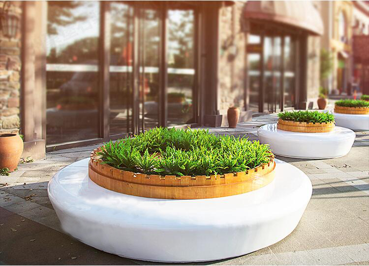 玻璃钢圆形花坛户外景观GRC树池坐凳